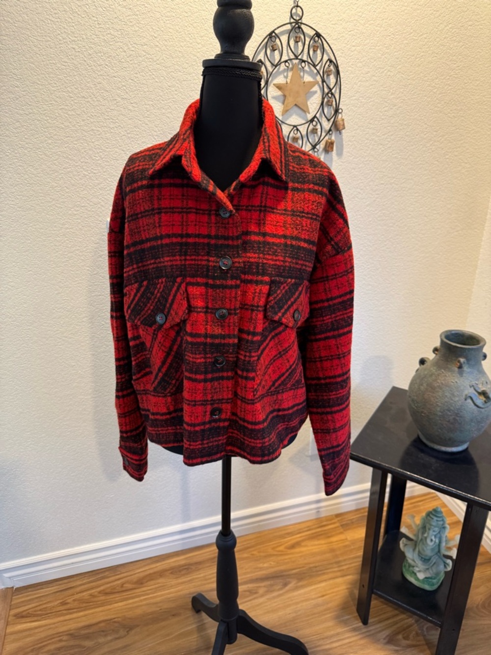 Windsor Red & Black Plaid Button-Front Jacket